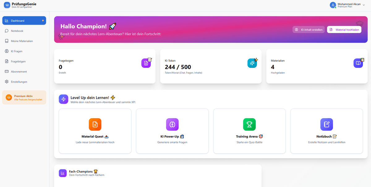 Dashboard Übersicht
