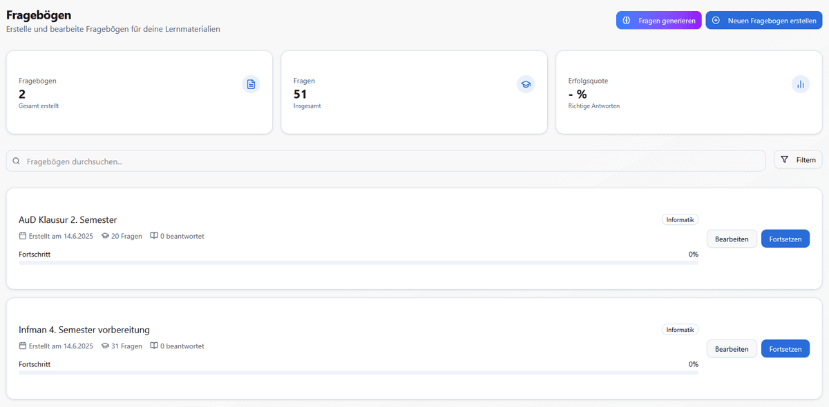 Fragebögen Übersicht